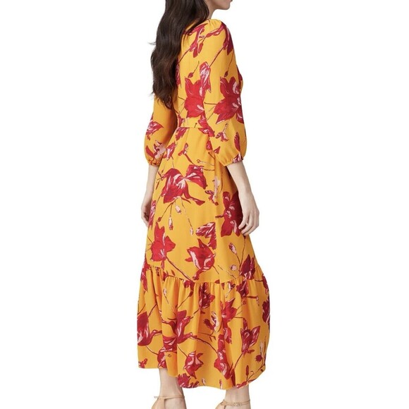 COLOR ME COURTNEY Eleanor Colorful Romantic Feminine Wrap Dress Floral M - Picture 2 of 9